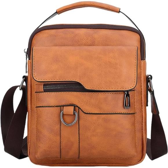 Small Crossbody Bag, Mens Shoulder Bag, Vintage PU leather Office Business Bag